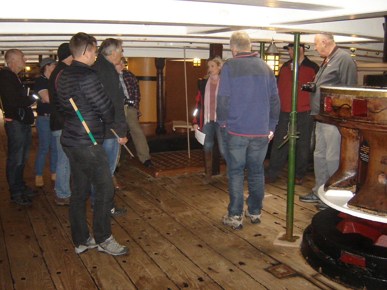 A guided tour below decks by the the museum's curator